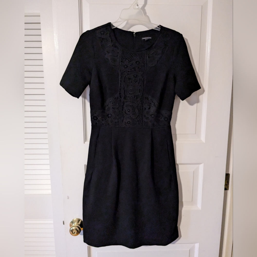 Short Sleeve LBD With Lace Detail And Pockets
